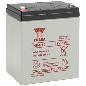 Yuasa NP4-12 Industrial NP Series, 12V 4Ah Valve Regulated Lead Acid Battery, 20-Hr Rate Capacity, General Purpose