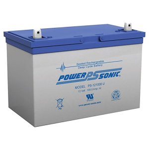 Power Sonic PS121000 PS Series, 12V, 100Ah, 6 Cells, Valve Regulated Lead Acid Rechargable Battery, 20-Hr Rate Capacity