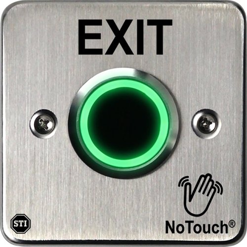 STI NT-SS301-EN NoToch Stainless Steel, European Single Gang, English EXIT Label